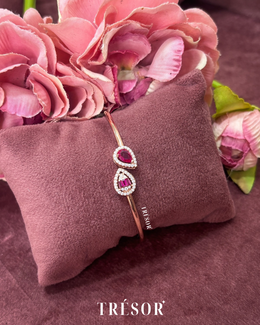 2 Red Halo Drop Bracelet