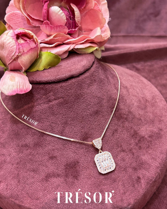 Cushion Baguette Box Chain Necklace