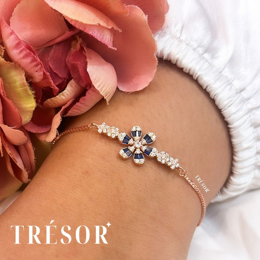Blue Flower Box Chain Bracelet