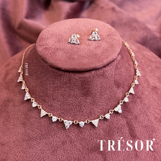 Triangle & Micro Diamonds Pendant Set
