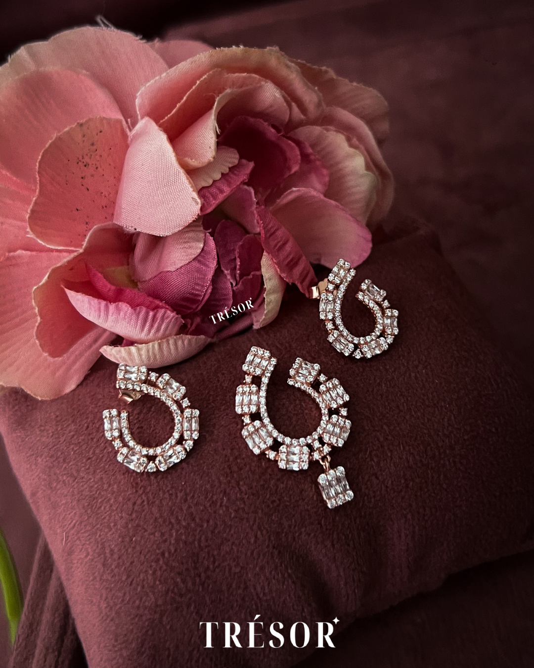 Baguette & Diamond Half Drop Jewellery Set
