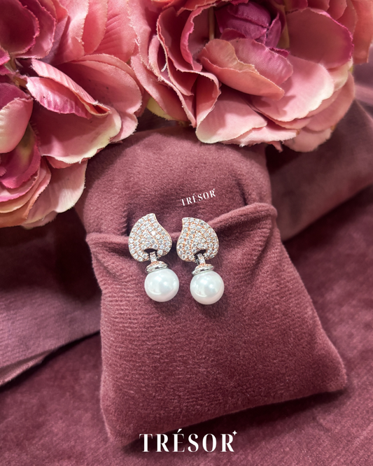 Leaf & Pearl Drop Earrings