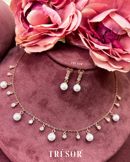 Pearls & Micro Diamonds Charms Pendant Set