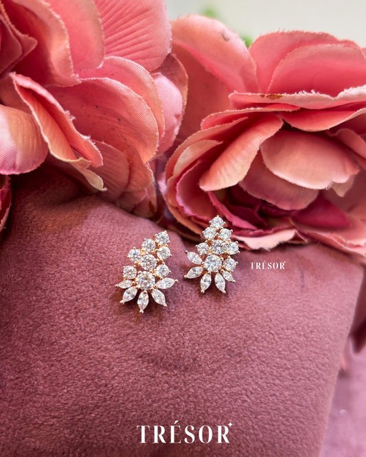 Diamond Triangle & Half Flower Studs