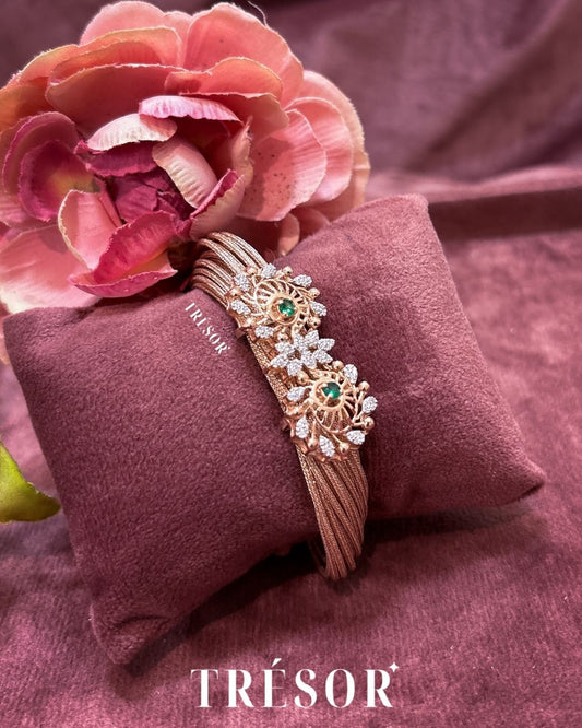 2 Flowers Rose Gold Rope Bracelets