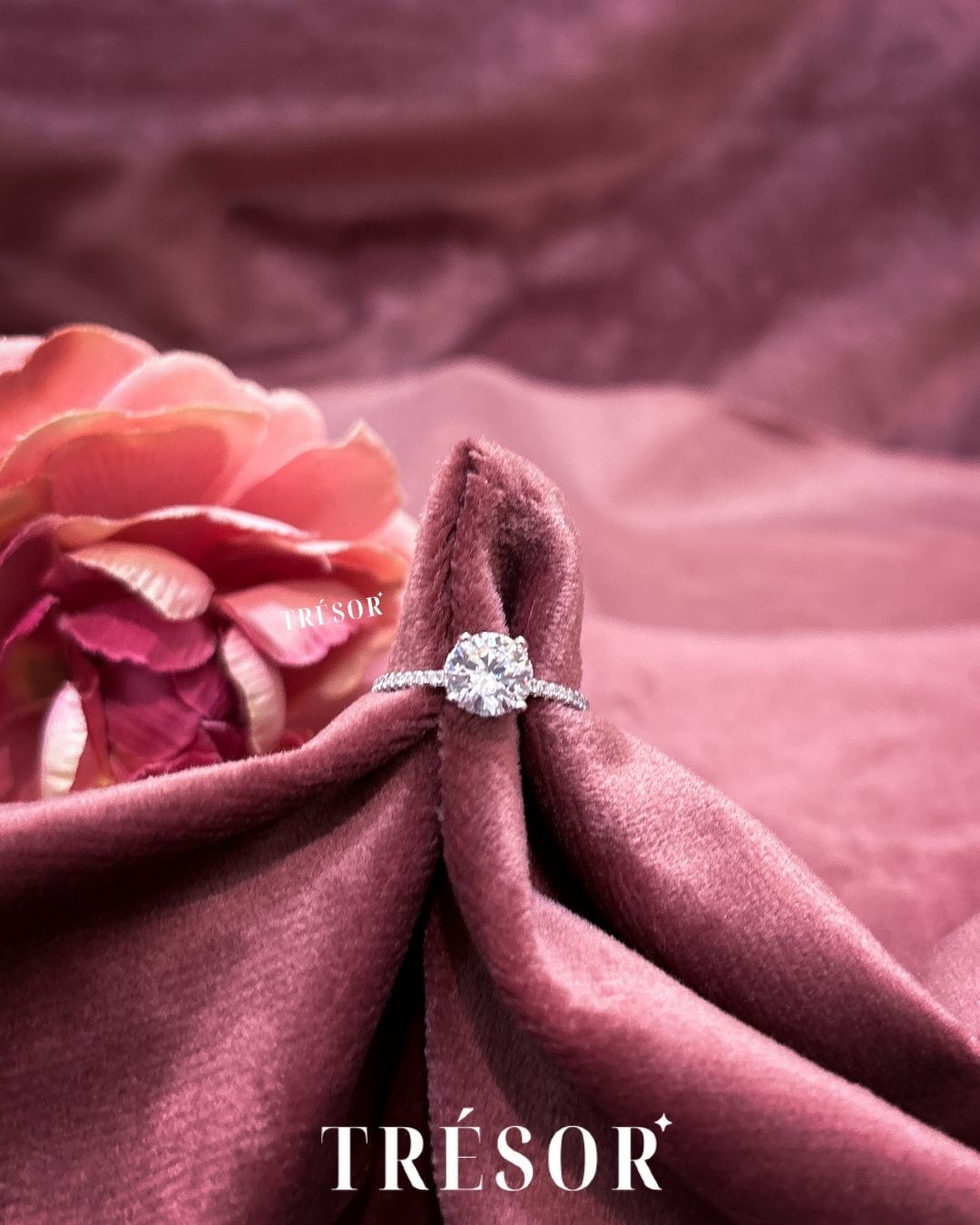Studded Band & Big Solitaire Ring