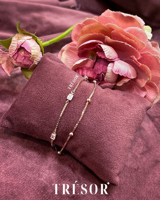 Double Line Square & Balls Bracelet
