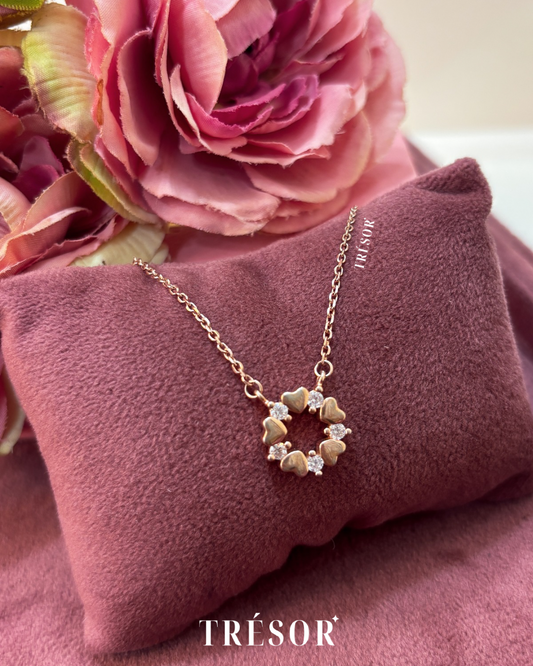 Heart Flower Circle Necklace