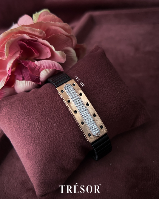 Studded Rectangle Bar Men’s Adjustable Bracelet