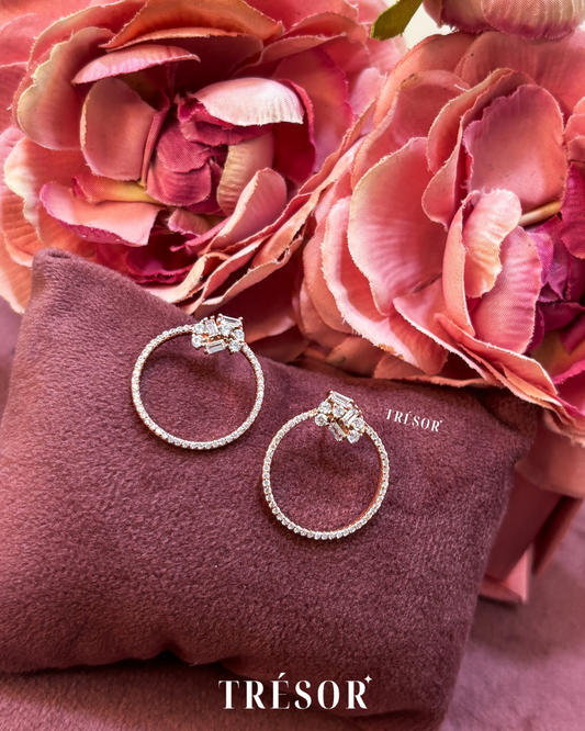 Big Open Circle & Baguette Earrings