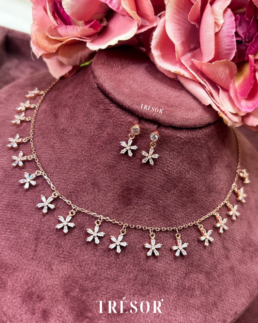 Fan Flower Charms Pendant Set