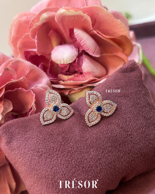 Blue 3 Leaves Studs