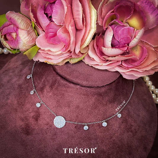 Big Center Round & Micro Diamond Necklace