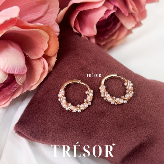 Twisted Small Pearl Hoops