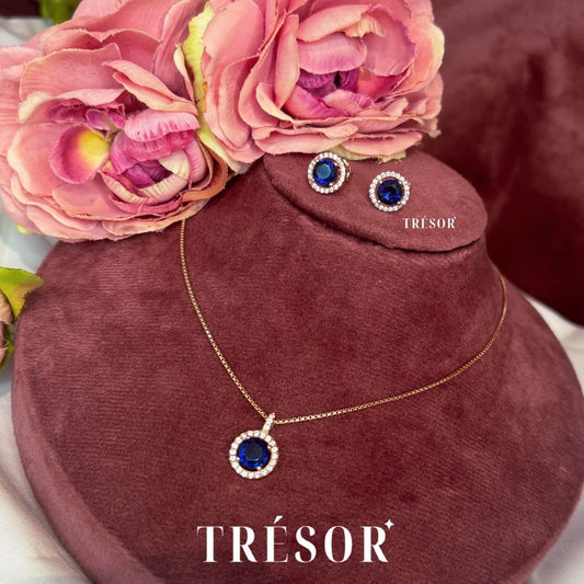 Blue Halo With Loop Pendant Set